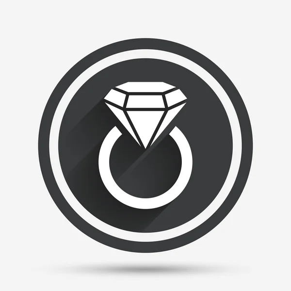 Ícone do sinal da jóia. Anel com símbolo de diamante . — Vetor de Stock