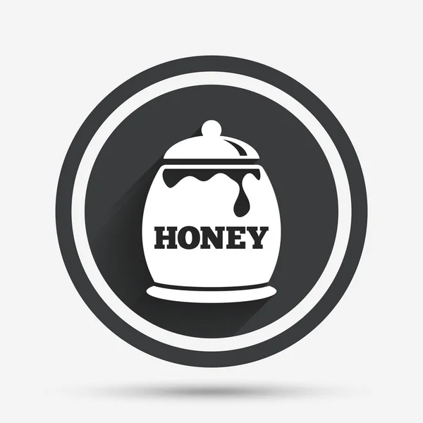 蜂蜜在锅标志图标。甜甜的天然食品. — 图库矢量图片