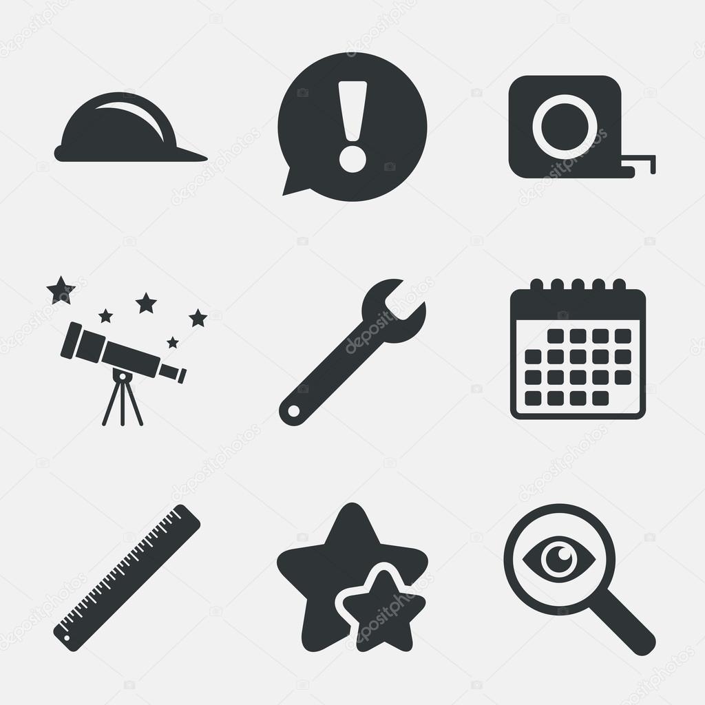 Construction helmet and ruler, roulette icons.