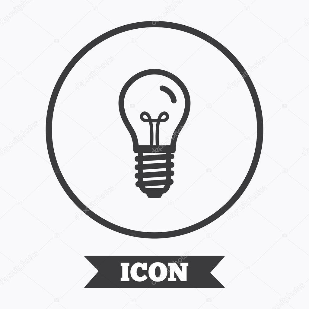 Light bulb icon. Lamp E14 screw socket symbol. Illumination sign. Graphic design element. Flat symbol in circle button. Vector