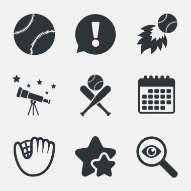 Beyzbol simgeler. eldiven ve yarasa sembolleri ile Top.