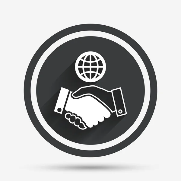 Världen handslag tecken ikon. vänskaplig överenskommelse. — Stock vektor
