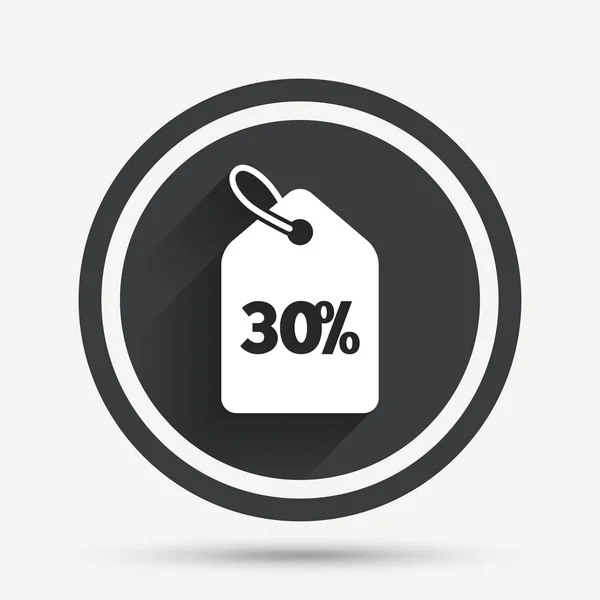 30 percent sale price tag sign icon. — Stock Vector