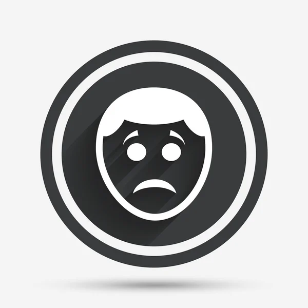 Triste icono de signo facial. Tristeza símbolo . — Vector de stock