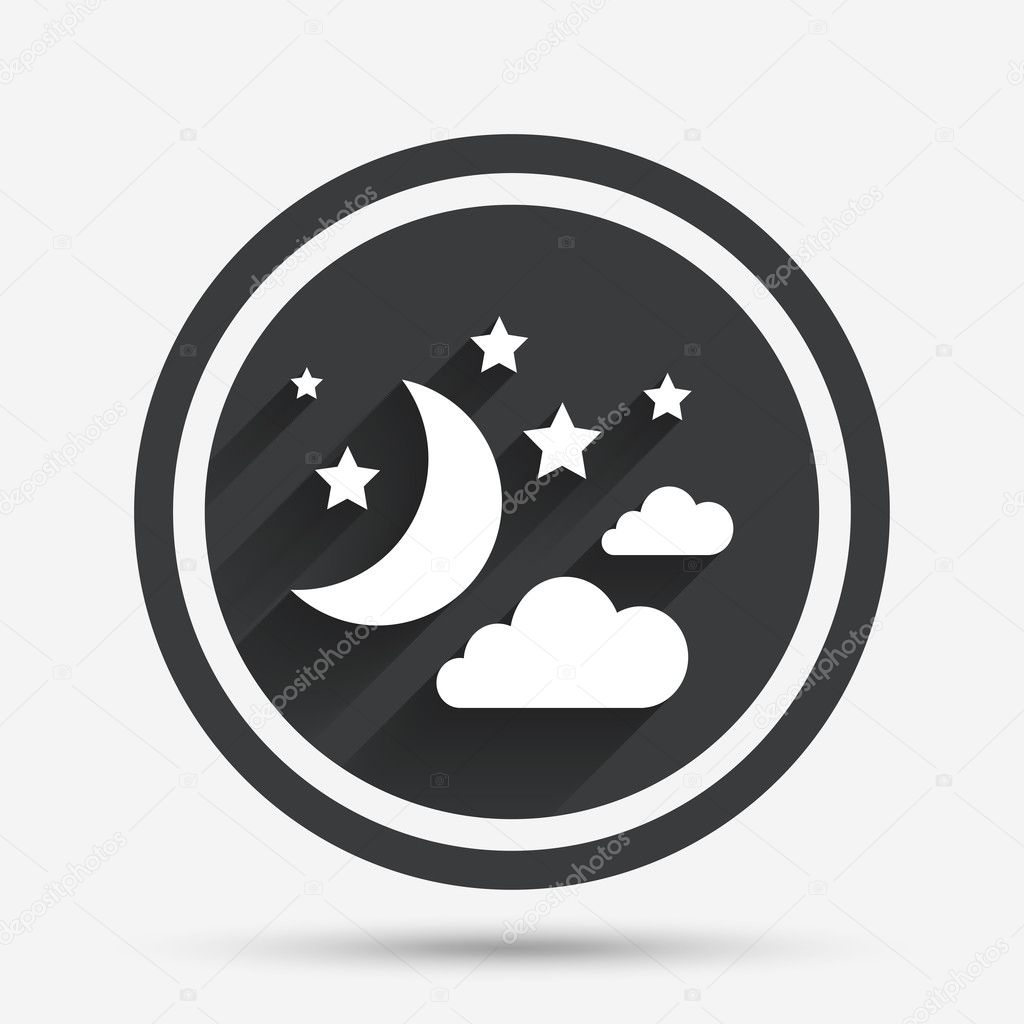 Moon, clouds and stars sign icon. Dreams symbol.