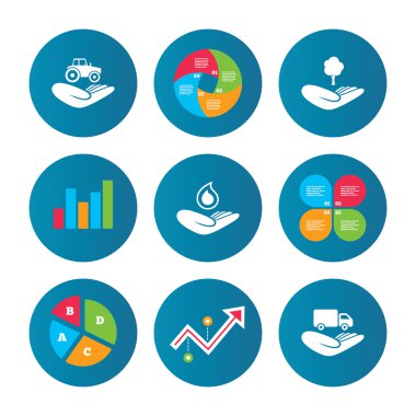 Yardım simgeleri eller. Koruma ve sigorta.