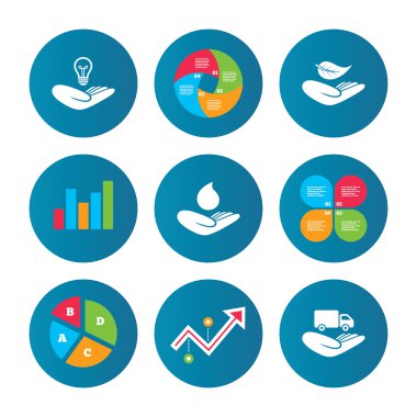 Yardım simgeleri eller. Koruma ve sigorta.