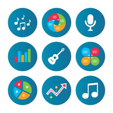 Müzik simgeler. mikrofon, akustik gitar.