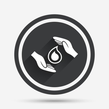 Su işareti simge kaydetmek. Eller su damlası korumak.