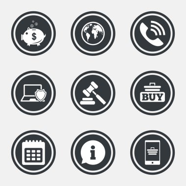 Online alışveriş, e-ticaret ve iş simgeleri.