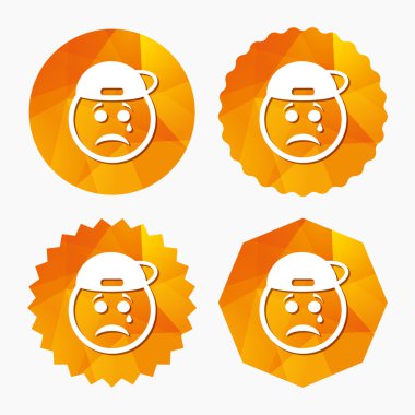 üzgün rapçi gözyaşı simgesi olan yüz. sembol ağlıyor.