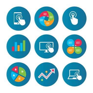 Dokunmatik ekran smartphone. El işaretçisi sembolleri.