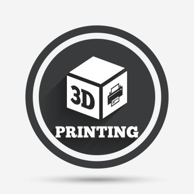 3D baskı işareti simgesi. 3D küp yazdırma simgesi.