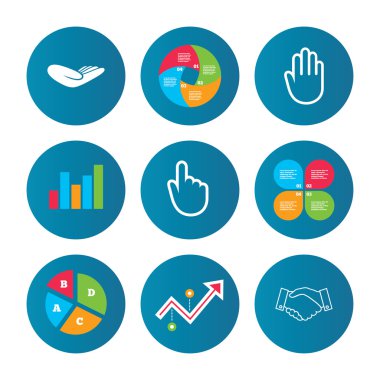 el simgeler. el sıkışma ve buraya tıklayın simgeleri.