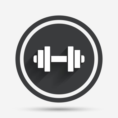 Dumbbell işareti simgesi. Fitness sembolü.