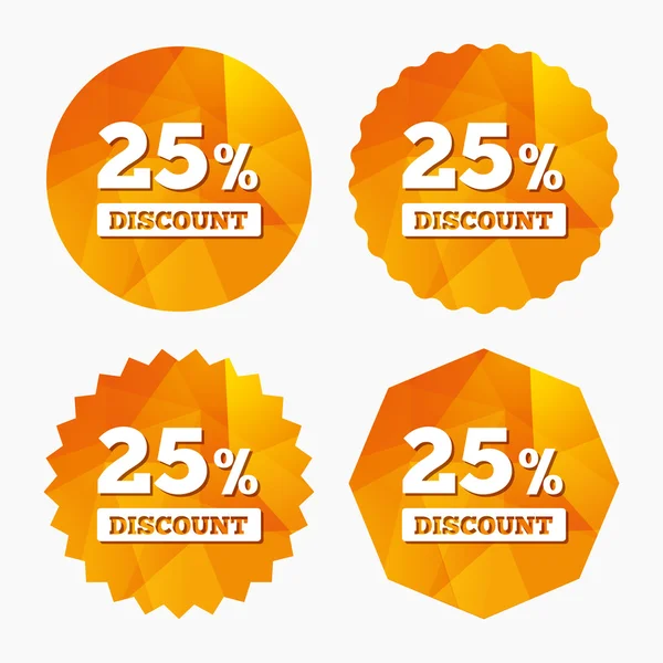 25 percent discount sign icon. Sale symbol. — Stock Vector