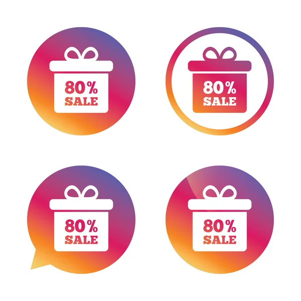 80 percent sale gift box tag sign icon. — Stock Vector