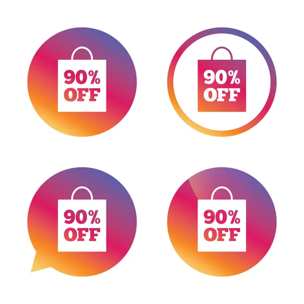 90 percent sale bag tag sign icon. — Stock Vector