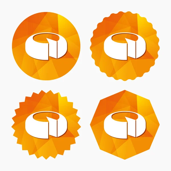 Icono de signo de rueda de queso. Queso en rodajas . — Vector de stock