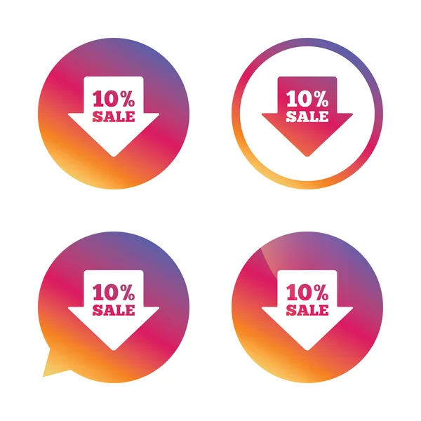10 % prodej šipky značky znamení ikona. — Stockový vektor