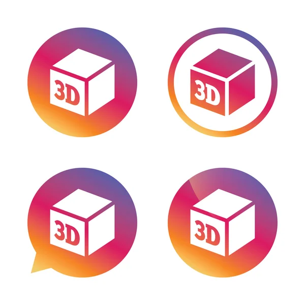 Icono de signo de impresión 3D. 3d cubo símbolo de impresión . — Archivo Imágenes Vectoriales