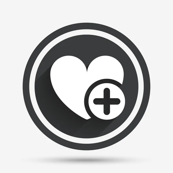 Icona del segno cardiaco. Aggiungi simbolo amante . — Vettoriale Stock