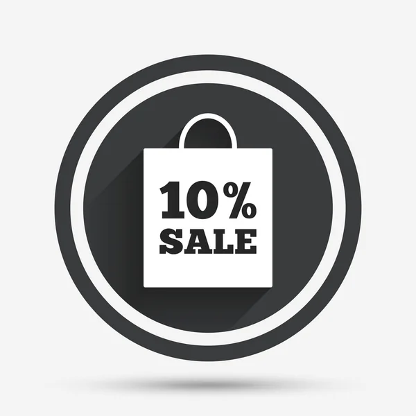 10 % prodej tašku značky znamení ikona. — Stockový vektor