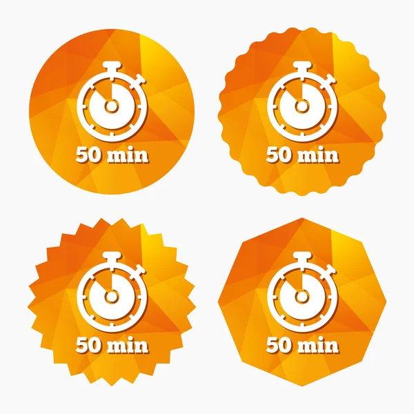 Timer sign icon. 50 minutes stopwatch symbol. — Stock Vector
