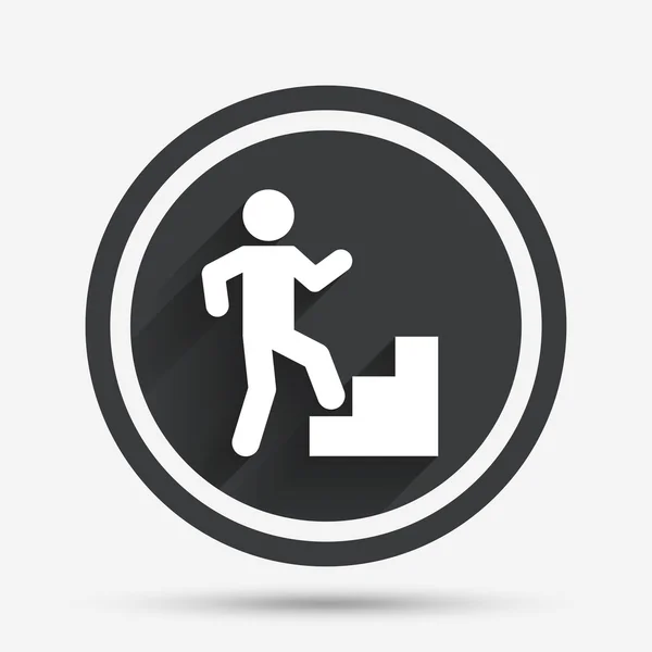 Upstairs icon. Human walking on ladder sign. — Stock Vector