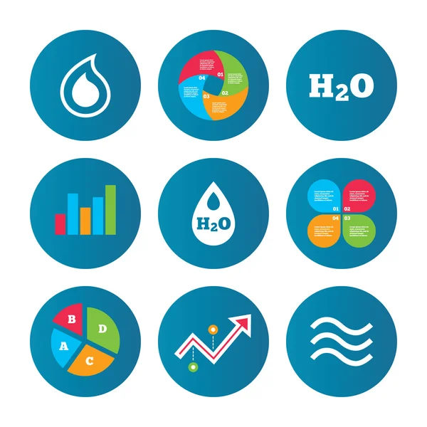 H2O iconos gota de agua. Lágrimas o símbolos de aceite . — Vector de stock