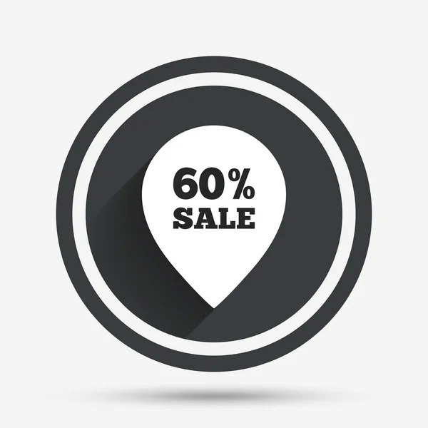 60 procent verkoop aanwijzer labelpictogram teken. — Stockvector