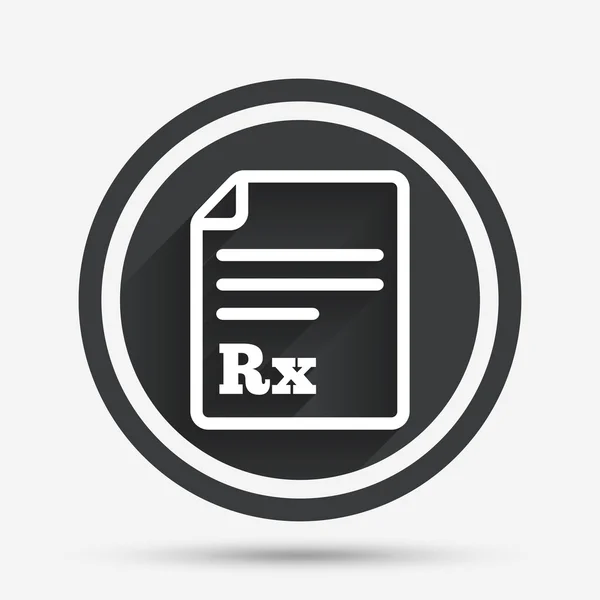 Orvosi rendelvényre rx aláírás ikonra. gyógyszertár. — Stock Vector