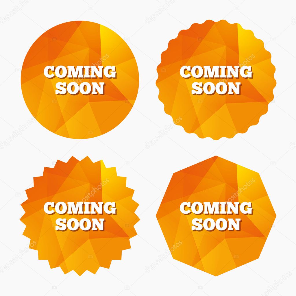 Coming soon icon. Promotion announcement symbol.