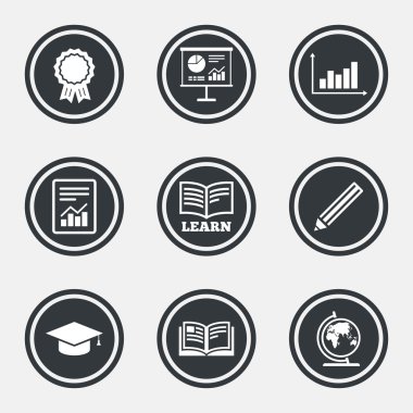 Eğitim ve öğrenim ikonu. Sunum işaretleri.