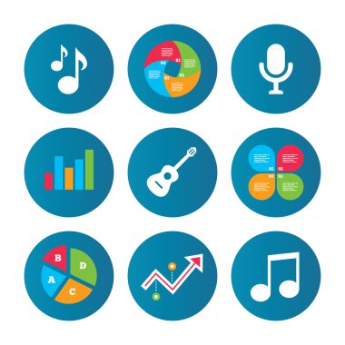 Müzik simgeler. mikrofon, akustik gitar.