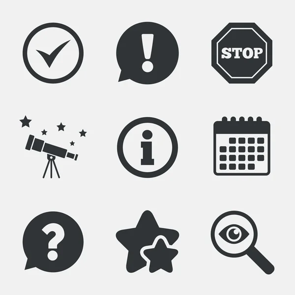 Information icons. Stop prohibition symbol. — Stock Vector