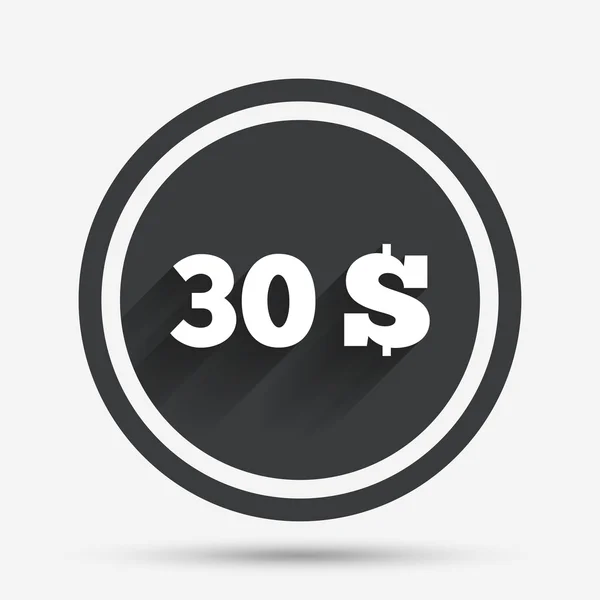 Icono de signo de 30 dólares. USD símbolo de moneda . — Archivo Imágenes Vectoriales