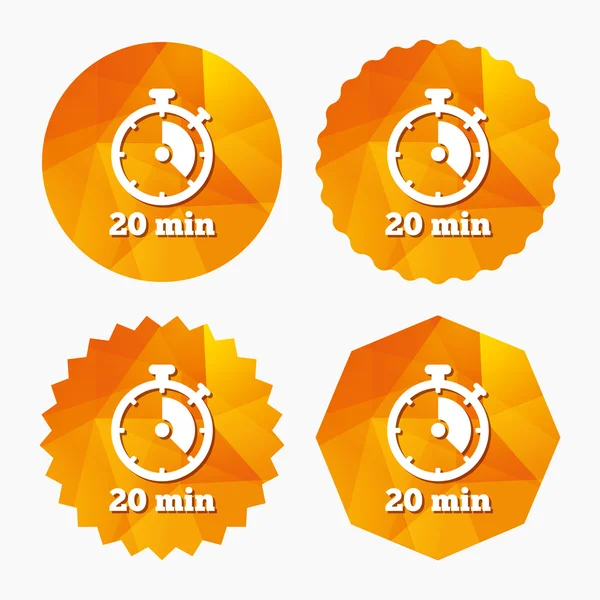 Timer teken pictogram. 20 minuten stopwatch-symbool. — Stockvector