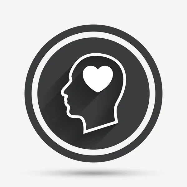 Head with heart sign icon. Male human head. — Stock Vector