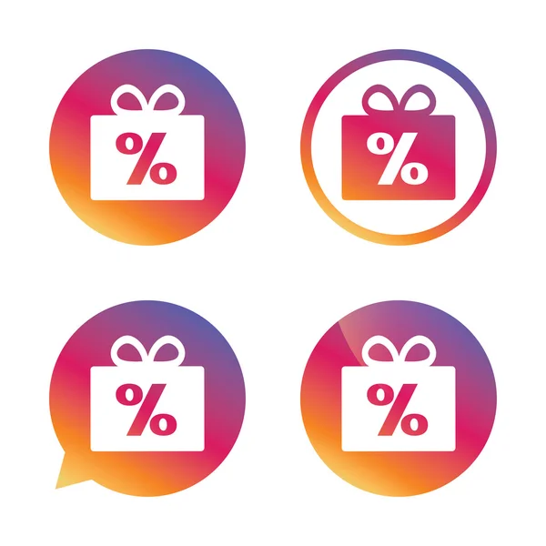 Gift box sign discount icon. Present symbol. — Stock Vector