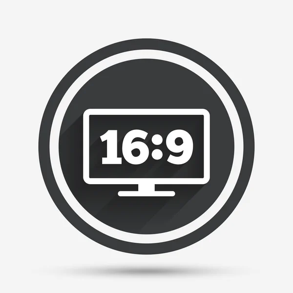 Képarány 16:9 szélesvásznú tv. monitor-szimbólum. — Stock Vector