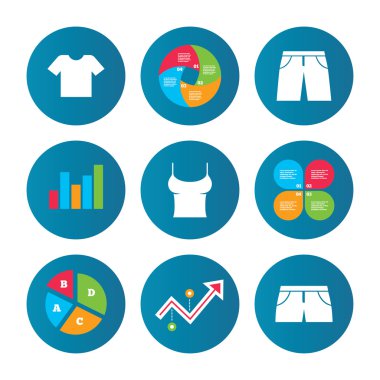 Giysi işaretler. T-shirt ve şort ile pantolon.