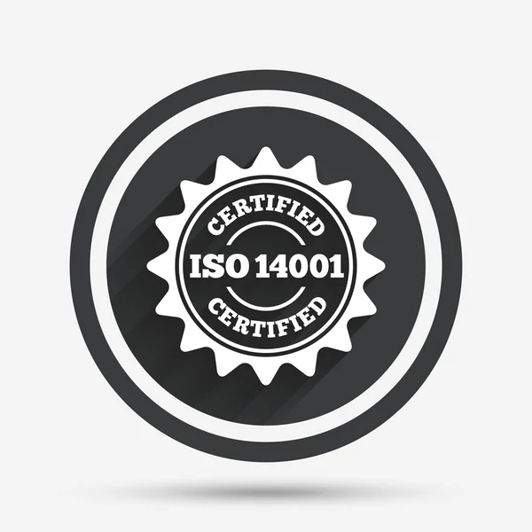Señal certificada ISO 14001. Sello de certificación . — Vector de stock