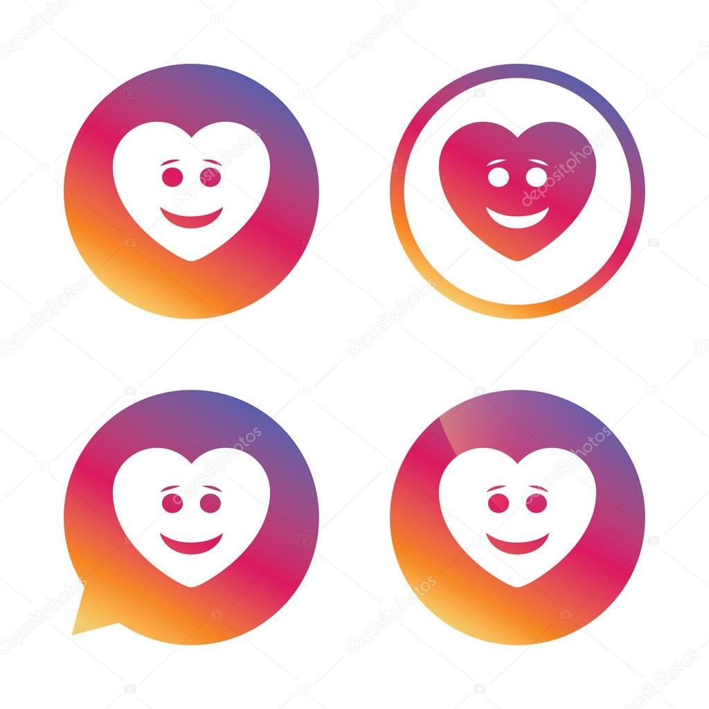 Smile heart face icons