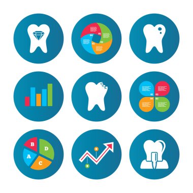 Diş Bakımı simgeler. çürük diş ve implant.