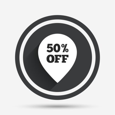 yüzde 50 satış işaretçi bir ses etiketi simgesi.