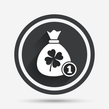 Para çantasını yonca işareti ile. St. Patrick sembolü.