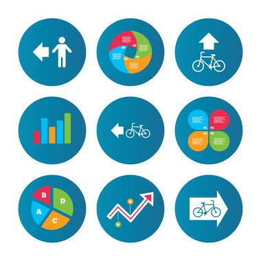 yaya yol simgesi. Bisiklet yol iz işareti.