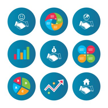 El sıkışma simgeler. Dünya, gülümseme mutlu yüz.