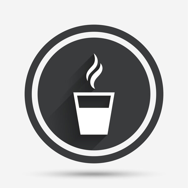 Coffee glass sign icon. Hot coffee button.